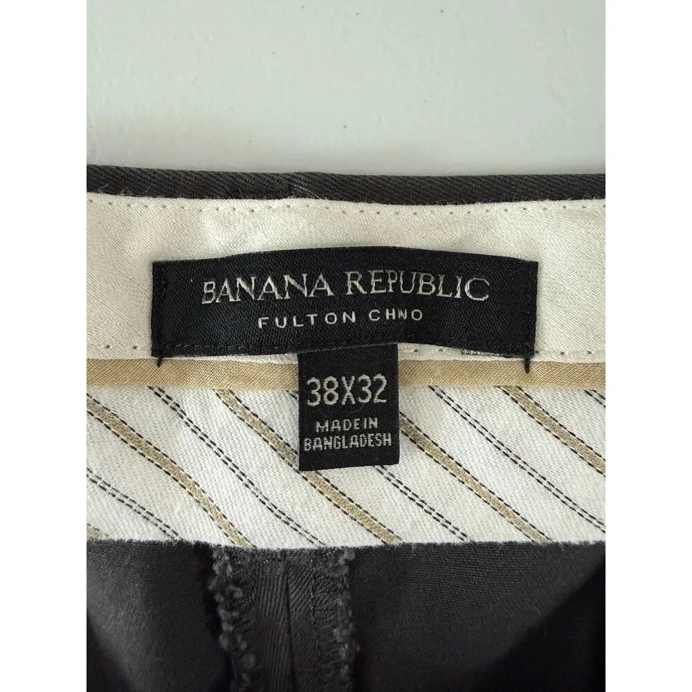 Banana Republic Fulton Chino Mens 38x32 Charcoal Gray Stretch Pants Straight